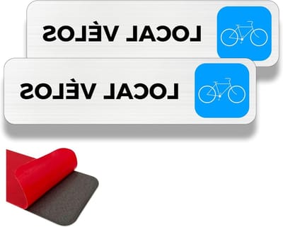 Waarschuwingsbord voor Fietsen, 2 Parkeerborden, 19 × 5 cm, Geschikt voor Binnen en Buiten, Duurzaam Aluminium met Dubbelzijdige Plakstrip