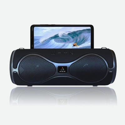 Moderne Bluetooth 5.0 luidspreker met LED verlichting, zwart - Draagbare luidspreker voor smartphones, tablets en laptops