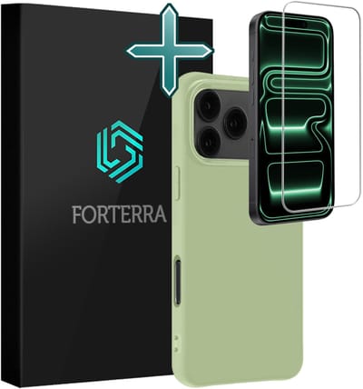 Hoesje Met Screenprotector - Geschikt voor Apple iPhone 17 Pro - Sterk & Shockproof - Telefoon Hoes - Back Cover - Siliconen Case - Groen