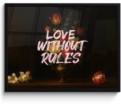 Poster in lijst - Fotolijst 80x60 cm - Posters - Liefde - Modern - Bloemen - Posterlijst zwart - Decoratie - Wanddecoratie woonkamer - Muurdecoratie slaapkamer