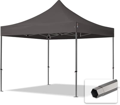 3x3 m Easy Up partytent Vouwpaviljoen, PREMIUM staal 40mm, donkergrijs
