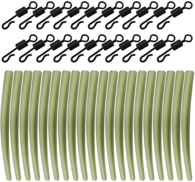 Dailygoods- Swivels 40 Stuks - Anti-wirwar Mouwen - Snelwissel Draaiknopen - Karpervissen Accessoires - Koolstofstaal/Rubber - Geschikt voor Zoet/Zout Water - Visaccessoires