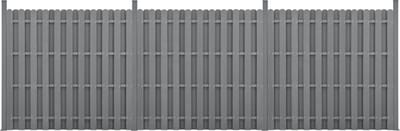 WPC Schuttingpaneel 11 planken met palen 185x562 cm grijs