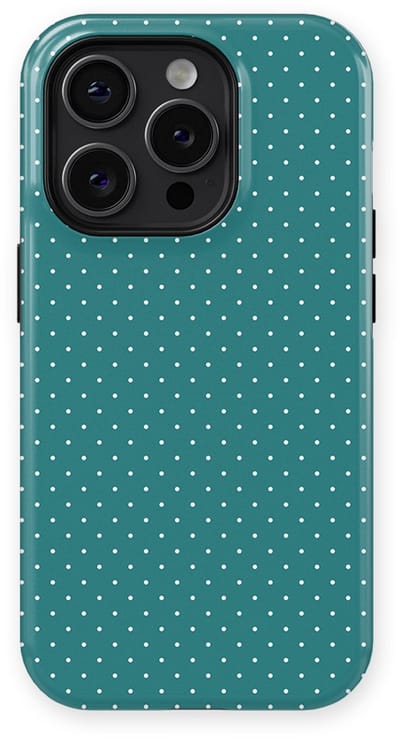 Micro Dots Tough Hoesje geschikt voor iPhone 14 Pro | Geschikt Voor Mag | Stippen Motief Backcover geschikt voor iPhone 14 Pro Deep Teal