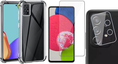 Hoesje geschikt voor Samsung Galaxy A52s - Shock Proof Case - Transparant - Met Screenprotector en Camera Screen Protector