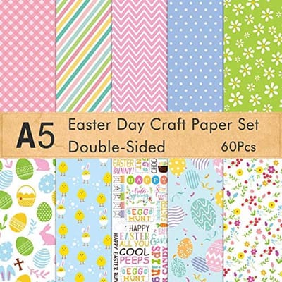 60 Stuks Decoratief Paaspapier A5 - Knutselpapier voor Paaskaarten en Plakboekdecoratie