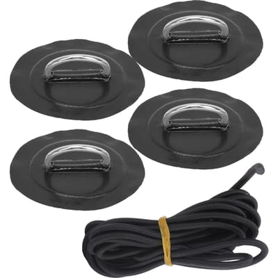 4 pièces Boucle Fixe Marine Patch Patch de Pad d'Anneau de Kayak Bateau Gonflable avec Cordon Élastique Bungee Black patch black