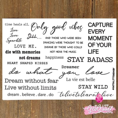 GetGlitterBaby® - Tijdelijke Tattoos / Tijdelijke Henna Festival Plak Tattoes / Nep Tatoeage voor Volwassenen / Fake Temporary Tattoo Sticker - Teksten / Zinnen / Quotes