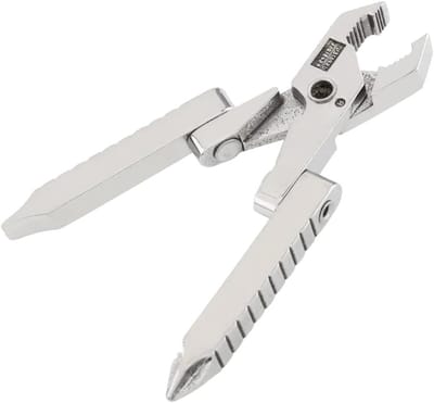 Compacte Multitool met Mini Tangen, 6-in-1 EDC Mes en Sleutelhanger, Vouwbare RVS Multifunctionele Pliers en Schroevendraaiers voor Buitenactiviteiten, Kamperen en Hiken