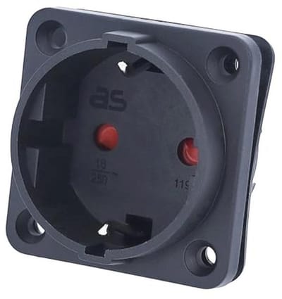Ingebouwde Geaarde Contactdoos 230V/16A - Zwart