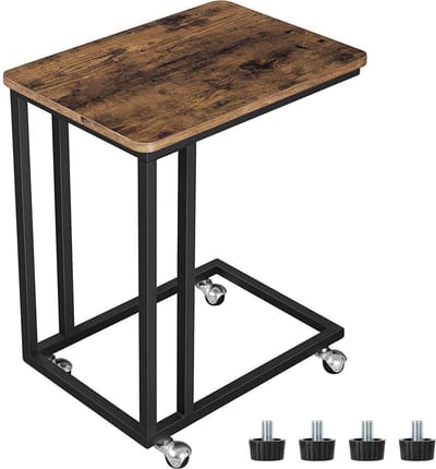 Nancy's Bijzettafel op wielen - Bijzettafels - Vierkant - Industrieel - 50 x 35 x 55 cm