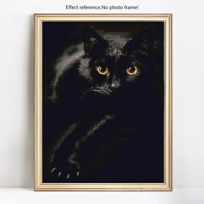 Diamond Painting Vol Rond Zwarte Kat Diamant Mozaïek Dier Diamant Borduurwerk 20X30CM black