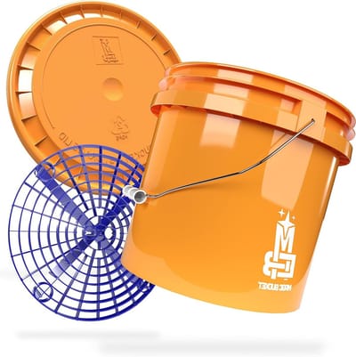 Wasemmer Set - Schoonmaak Emmer - Auto Poetsen - Met Grit Guard - 13 Liter - Oranje Blauw