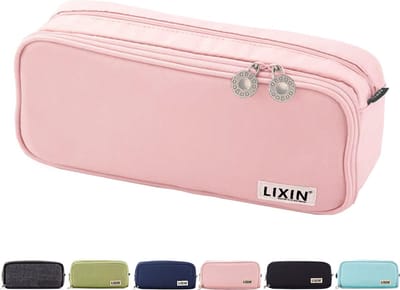 LIXIN Macaron Etui - Roze - Opgewaardeerd Groot - Pennenzak voor jongens en meisjes - Canvas - Linnen - Grote capaciteit - Etui voor kinderen en volwassenen - School - Terug naar school - Back to school - Leuke telescopishe pennenhouder - Leuk etui