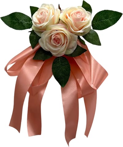 autodeco.nl MIA POEDER PERZIK KLEUR Buitenspiegels Decoratie 2 stuks - Trouwauto Versiering Poeder Perzik Rozen met Linten - Bloemen op de Auto Bruiloft - Huwelijk - Bruiloft Decoratie - Versiering Spiegel Auto - Autoversiering voor Volgauto's