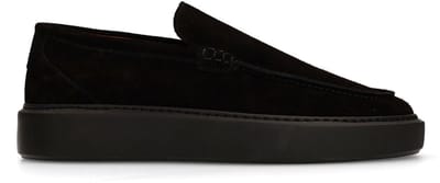 Manfield - Heren - Zwarte suède loafers - Maat 42