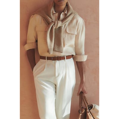 Reiss Ls Linen Twin Pocket Overshirt Stone Size: XXL | Casual Shirts Outlet | Heren | Beige