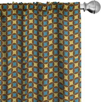 ABAKUHAUS – Retro Gordijnen – Geometrische Tegel – 2x75x175 cm – Microvezel