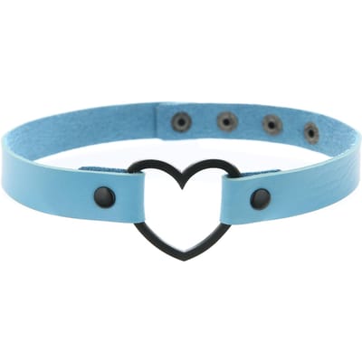 Goth Leren Hart Choker Ketting Voor Vrouwen Meisjes Verstelbare Punk Kraag Ketting Kawaii Schattige Sieraden gray