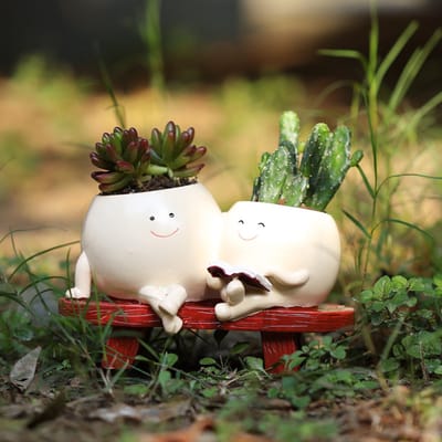Schattige bloempot met smiley-gezicht voor binnen en buiten, vetplanten met afvoergat, cadeau-ideeën voor moeder.