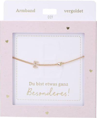 Depesche armband meisjes E goud hartje cadeau vriendschap.