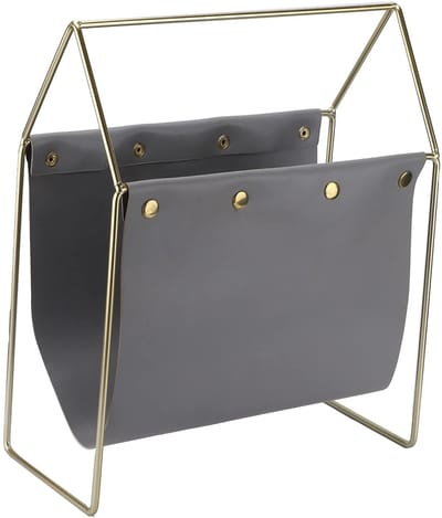 Dailygoods- Tijdschriftenhouder Stijlvol en Functioneel - Boekhouder - Compact Bureau Organizer - IJzer/Leer - 32,5 x 38,5 x 15,3 cm - Zilveren Accenten