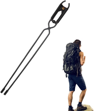 Open haard tang - Vuurtang houtklem - Haardhout verplaatsen - Met PU-dekking - 44 cm - Zwart