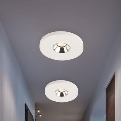 Inbouwspot gips wit Inbouwkeukenlamp Plafondlamp Inbouwlamp, chroom, LED 4,2W 200Lm warm wit, DxH 9x6 cm