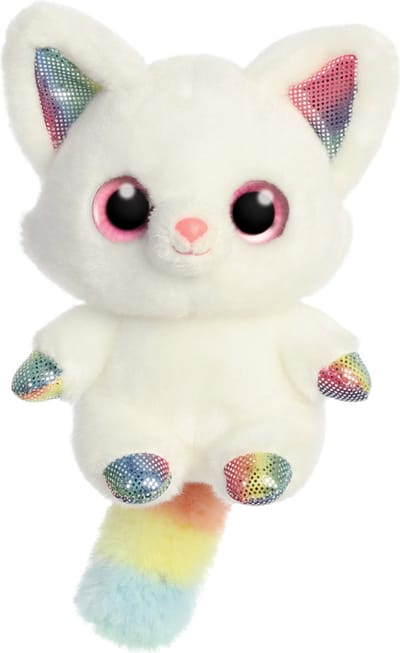 Regenboog Pammee | Aurora | Knuffels | Regenboog Wit | Woestijnvos | Fennek | 13 cm