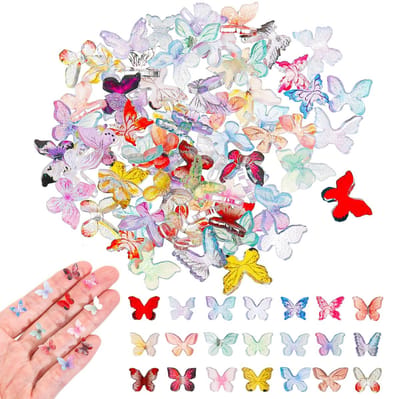 Allecto - Miniatuur Kleurvolle Harsdecoratie - 3D Vlinders voor DIY - Multicolour - Voor Poppenhuis en Feesttuin - 70 Stuks
