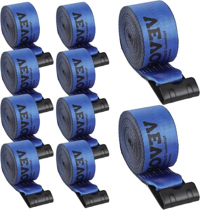 Lierbanden Set - Vrachtwagen Riemen - Vastzetten Lading - Hoge Breeksterkte - 10 stuks 30' - Blauw
