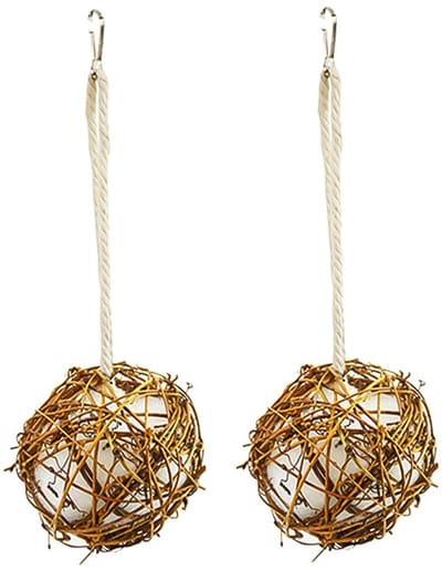 Dailygoods- Vogelnestbal 10cm - 2 Stuks - Natuurlijk Rotan - Milieuvriendelijk - Veilig en Duurzaam - Perfect Cadeau voor Vogelliefhebbers - Nestmateriaal