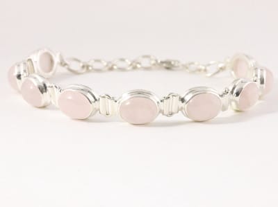 Zware zilveren armband met rozenkwarts
