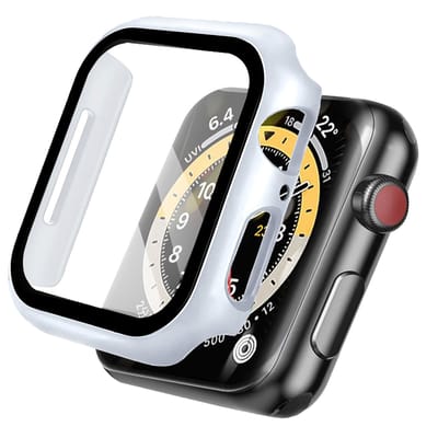 Screen protector - Geschikt voor Apple Watch 7 / 8 / 9 - 41 mm - Full Cover Hard Case / Beschermend Hoesje - Zilver