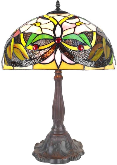 Lumilamp Tiffany Tafellamp Ø 41x58 cm Beige Groen Polyresin Bloemen