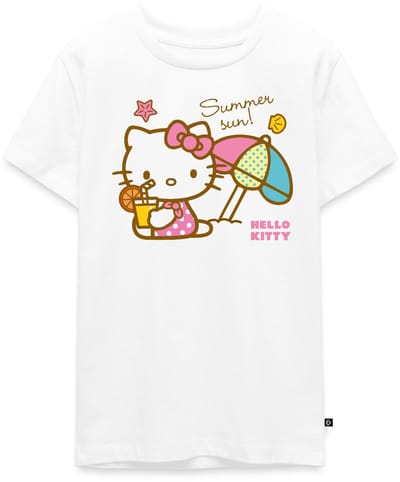Hello Kitty Op Het Strand Onder Een Zonnescherm Premium T-Shirt Tiener