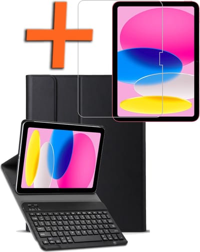 Hoesje - Geschikt voor Apple iPad 10 (2022) - 10.9 inch - 10e Generatie - Met Screenprotector - Keyboard Book Cover - Toetsenbord Case - Hoes - Zwart