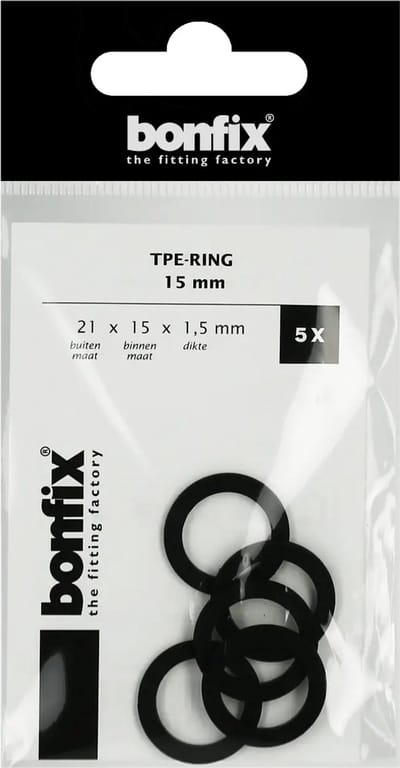 Bonfix TPE-ring 15 mm (21 x 15 x 1,5 mm) 5 stuks