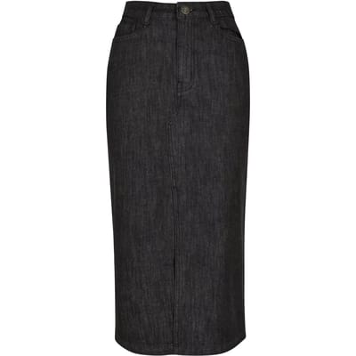 Urban Classics - Midi Denim Rok - Taille, 28 inch - Zwart