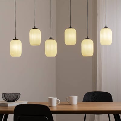 EMIBIG LIGHTING Verdi hanglamp, lengte 115 cm, zwart/opaal, glas, 6-lamps.