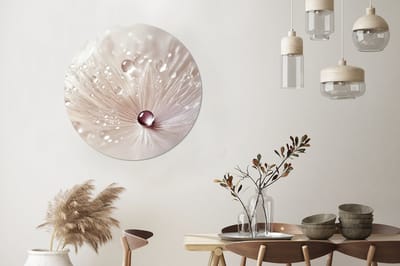 WallCircle - Wandcirkel - Muurcirkel - Bloem - Abstract - Wit - Water - Natuur - Aluminium - Dibond - 90x90 cm - Binnen en Buiten
