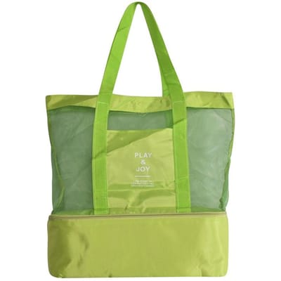 Nouveau sac d'isolation thermique, sac à déjeuner portable, sac à bandoulière utile, sac de pique-nique isotherme, sac fourre-tout de plage en maille, stockage de nourriture et de boissons vert