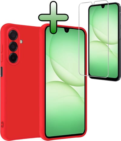 Hoesje Met Screenprotector - Geschikt voor Samsung Galaxy A17 - Sterk & Shockproof - Back Cover - Siliconen Case - Telefoon Hoes - Rood