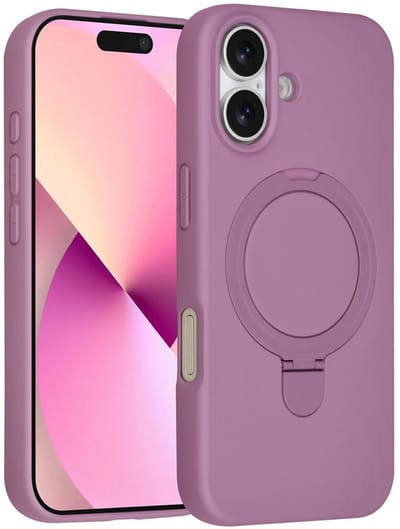 Backcover Hoesje Geschikt voor: iPhone 17 Volledig Dekkende Schokbestendige Siliconen Backcover met Ringstandaard – 360° Bescherming - Sunset Purple