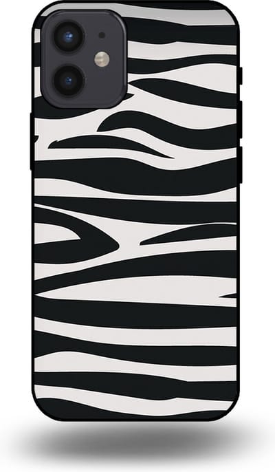 Smartphonica Telefoonhoesje geschikt voor iPhone 12 Mini met zebra opdruk - TPU backcover case met zebra print design - Zwart Wit geschikt voor iPhone 12 Mini