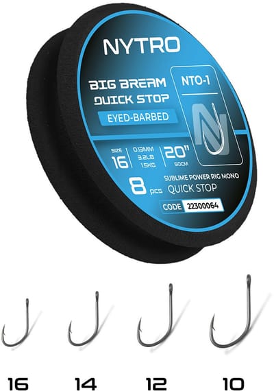 Nytro Ready Tied Rigs Big Bream Quick Stop Eyed-Barbed 50cm (8 pcs) - feeder onderlijnen - Maat : Haak 10 - 0.19mm