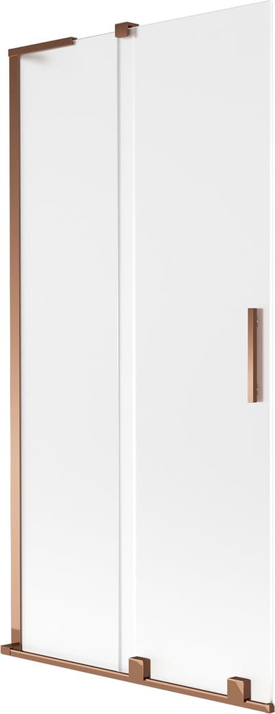 Mexen Velar L badwand afscherming 2-delige schuif 90 x 150 cm, matglas, roze goud - 896-090-003-31-60
