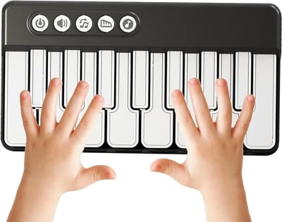 Muzikaal Toetsenbord Kinderen - Elektronische Piano - Muziek Leren Spelen - Kleurrijke LED Verlichting - 15.2 cm - Zwart