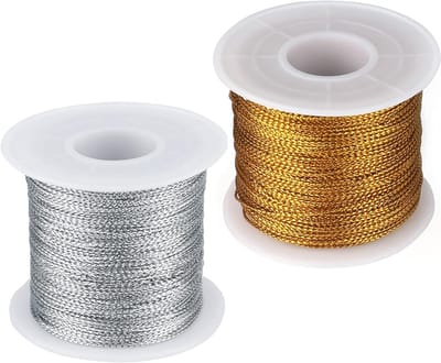 200 m Zilveren en Gouden Metallic Koord, 1 mm Draad voor DIY Creaties, Verpakkingskoord voor Cadeauversiering en Handwerk