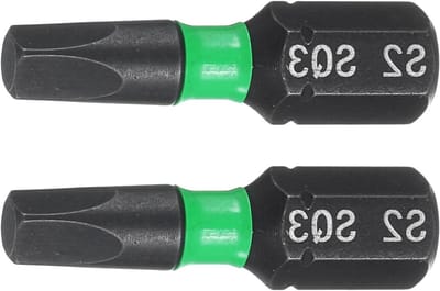 Set van 2 Vierkante Schroevendraaier Bits met 1/4" Hex Shank en Magnetische 4 Punt Hoofd voor Meubelmontage en DIY Reparaties, S2 Staal 25mm Lengte